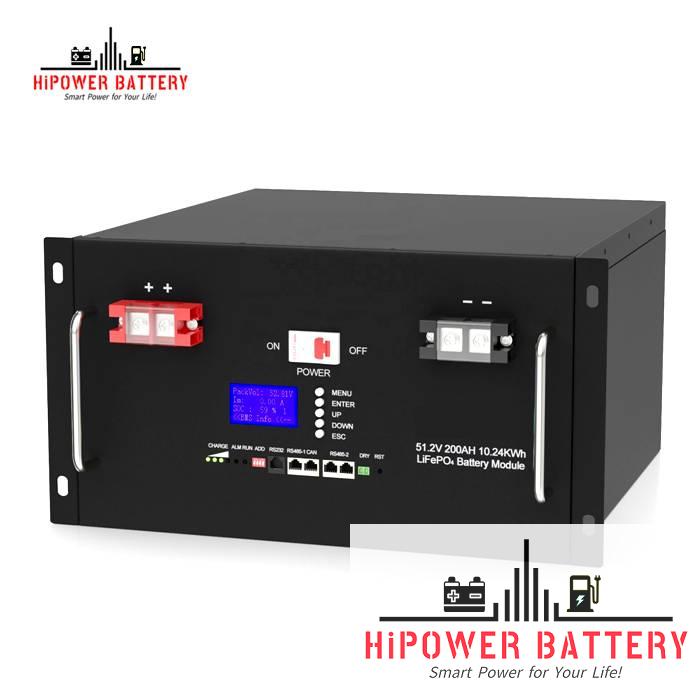 HiPOWER 51.2V 200Ah Rack Mounted LiFePO4 Lithium Battery for Solar Energy UPS